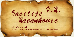 Vasilije Macanković vizit kartica